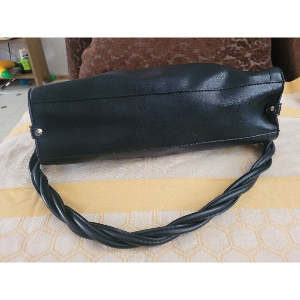 RELIC Handbag Black Faux Leather Twist Braid Handle Shoulder Purse Small Satchel - Picture 4 of 9
